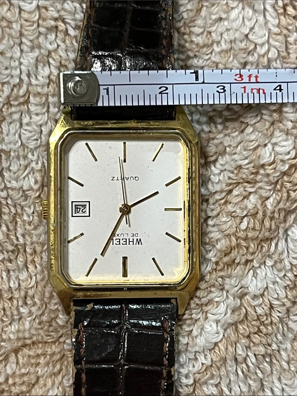 Gold-Tone Men's Quartz Watch with Brown Strap